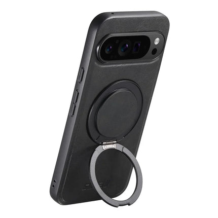 SUTENI G3 For Google Pixel 9 / 9 Pro Case Compatible with MagSafe Waxy Texture Rotating Kickstand Leather Phone Back Cover