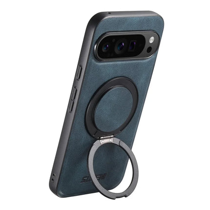 SUTENI G3 For Google Pixel 9 / 9 Pro Case Compatible with MagSafe Waxy Texture Rotating Kickstand Leather Phone Back Cover