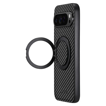 SUTENI G3 For Google Pixel 9 / 9 Pro Magnetic Case 360 Degree Rotating Kickstand Carbon Fiber Texture PU Phone Back Cover