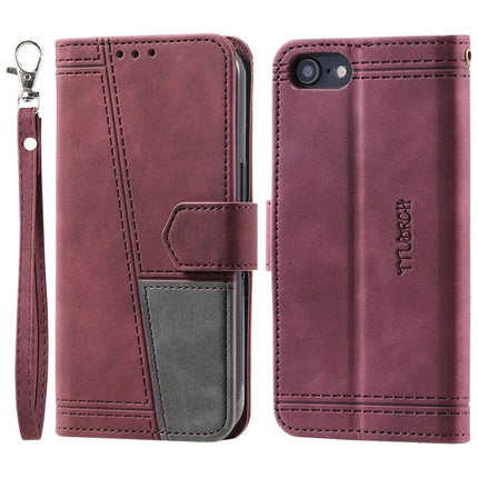 TTUDRCH Style 004 For iPhone 16e Leather Case RFID Blocking Wallet Stand Phone Cover with Strap - Wine Red