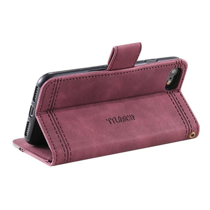 TTUDRCH Style 004 For iPhone 16e Leather Case RFID Blocking Wallet Stand Phone Cover with Strap