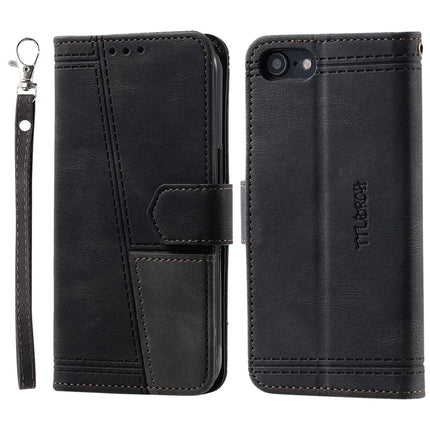 TTUDRCH Style 004 For iPhone 16e Leather Case RFID Blocking Wallet Stand Phone Cover with Strap - Black
