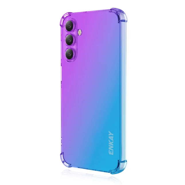 For Samsung Galaxy A36 5G Case ENKAY Gradient Series Thickened Four Corner Anti-Drop TPU Phone Cover - Purple / Blue