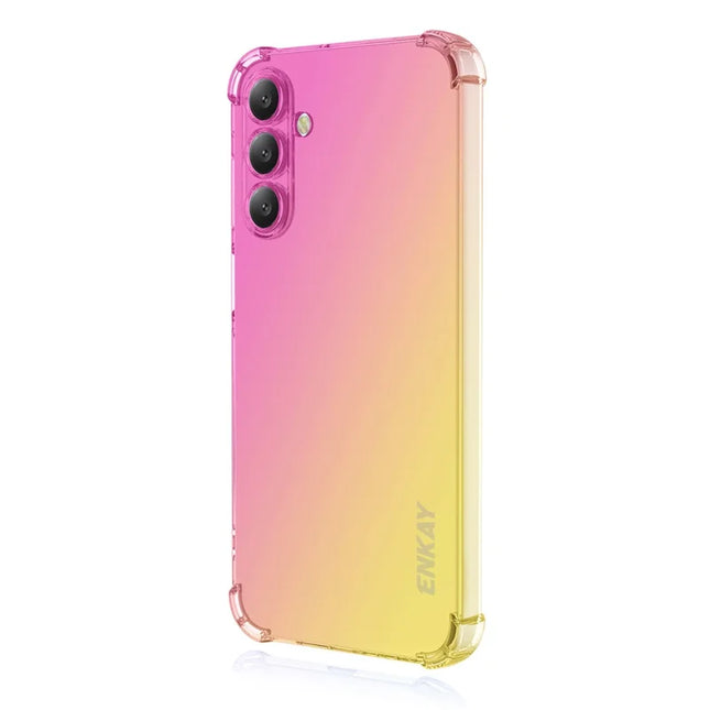 For Samsung Galaxy A36 5G Case ENKAY Gradient Series Thickened Four Corner Anti-Drop TPU Phone Cover - Pink / Gold