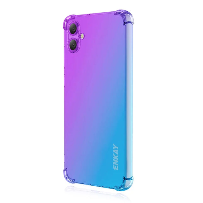 For Samsung Galaxy A06 Case ENKAY Gradient Series Thickened Four Corner Anti-Drop TPU Phone Cover - Purple / Blue