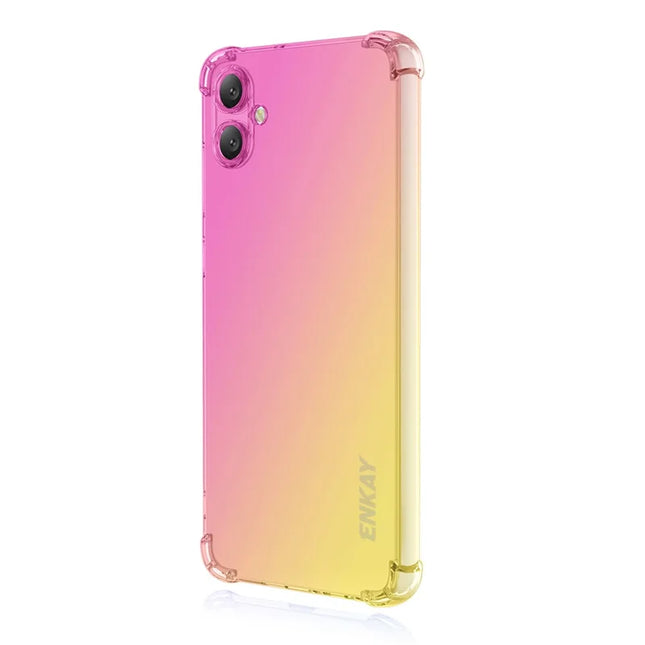 For Samsung Galaxy A06 Case ENKAY Gradient Series Thickened Four Corner Anti-Drop TPU Phone Cover - Pink / Gold