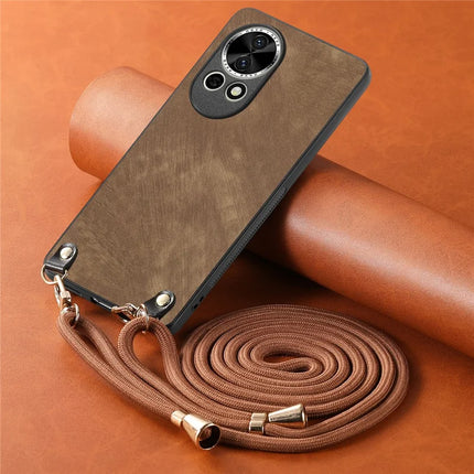 For Huawei nova 13 5G Retro Leather Phone Back Cover with Adjustable Strap