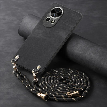 For Huawei nova 13 5G Retro Leather Phone Back Cover with Adjustable Strap