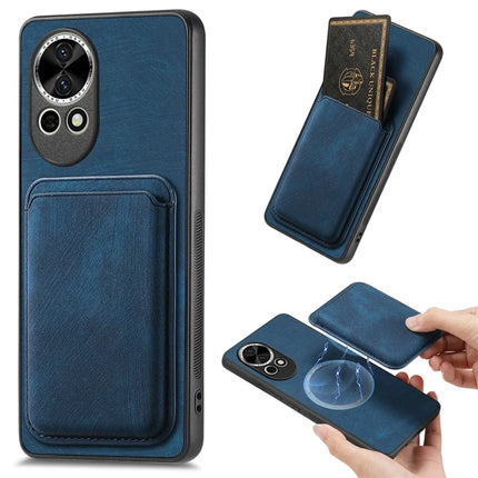 For Huawei nova 13 5G Case Retro Leather TPU Phone Back Cover with Detachable Card Slot - Blue