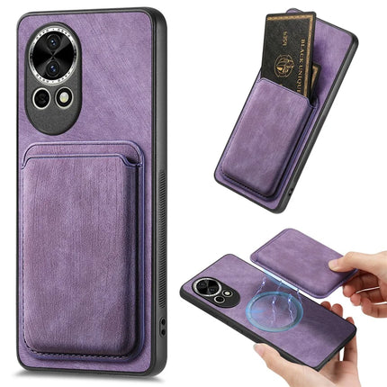 For Huawei nova 13 5G Case Retro Leather TPU Phone Back Cover with Detachable Card Slot - Purple