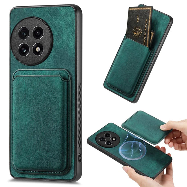 For OnePlus Ace 5 5G / OnePlus Ace 5 Pro 5G Case Retro Leather TPU Phone Back Cover with Detachable Card Slot - Green