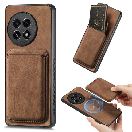 For OnePlus Ace 5 5G / OnePlus Ace 5 Pro 5G Case Retro Leather TPU Phone Back Cover with Detachable Card Slot - Brown