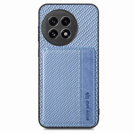 For OnePlus Ace 5 5G / OnePlus Ace 5 Pro 5G Case RFID Blocking Carbon Fiber Leather Phone Back Cover with Card Holder - Blue