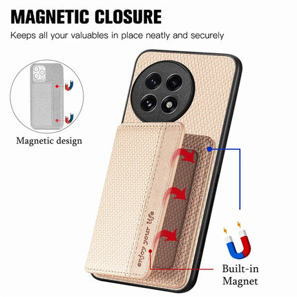 For OnePlus Ace 5 5G / OnePlus Ace 5 Pro 5G Case RFID Blocking Carbon Fiber Leather Phone Back Cover with Card Holder