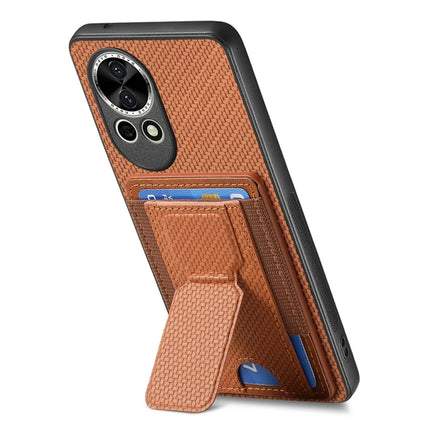 For Huawei nova 13 5G Case with Card Holder Kickstand Fiber Pattern Leather Back Cover