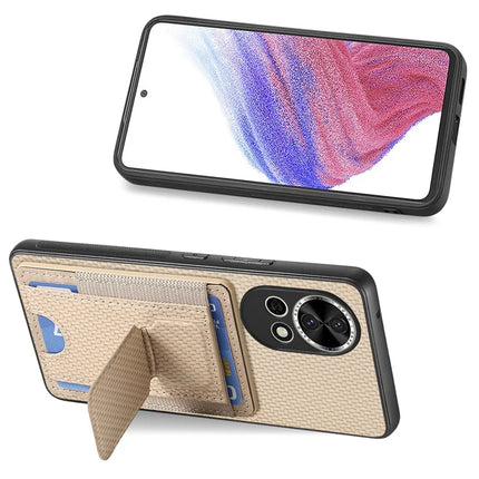 For Huawei nova 13 5G Case with Card Holder Kickstand Fiber Pattern Leather Back Cover