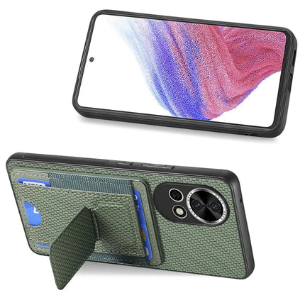 For Huawei nova 13 5G Case with Card Holder Kickstand Fiber Pattern Leather Back Cover