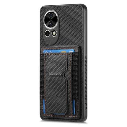 For Huawei nova 13 5G Case with Card Holder Kickstand Fiber Pattern Leather Back Cover
