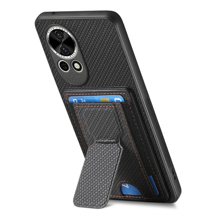 For Huawei nova 13 5G Case with Card Holder Kickstand Fiber Pattern Leather Back Cover