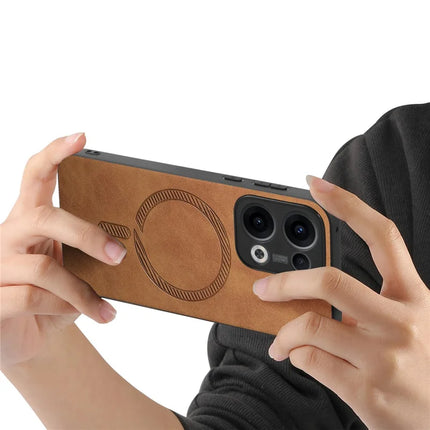 For Oppo Reno13 5G (Global) Leather Back Case Compatible with MagSafe Skin-touch Phone Cover