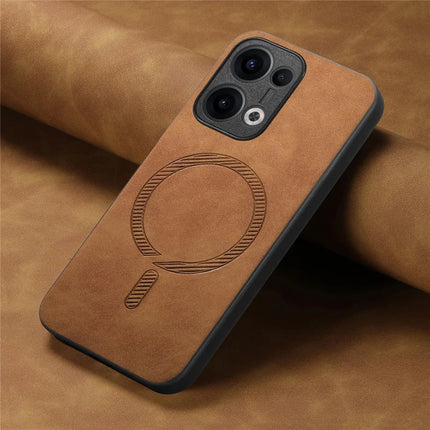For Oppo Reno13 5G (Global) Leather Back Case Compatible with MagSafe Skin-touch Phone Cover