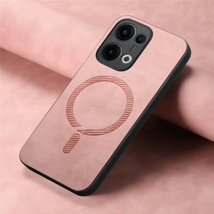 For Oppo Reno13 5G (Global) Leather Back Case Compatible with MagSafe Skin-touch Phone Cover