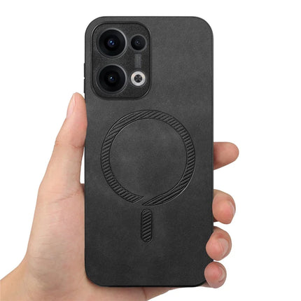 For Oppo Reno13 5G (Global) Leather Back Case Compatible with MagSafe Skin-touch Phone Cover