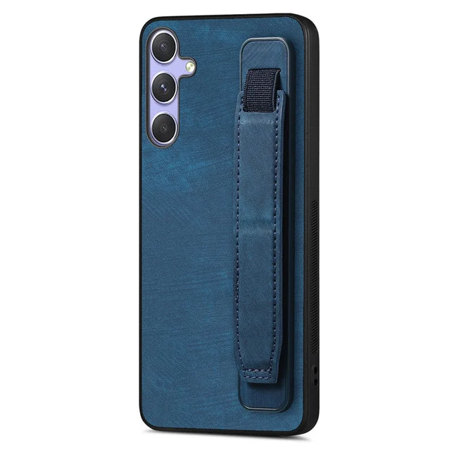 For Samsung Galaxy A36 5G Case with Wristband Kickstand Leather + TPU Phone Cover - Blue