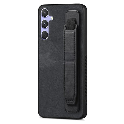 For Samsung Galaxy A36 5G Case with Wristband Kickstand Leather + TPU Phone Cover - Black