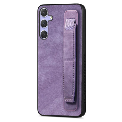 For Samsung Galaxy A26 5G Case with Wristband Kickstand Leather + TPU Phone Cover - Purple