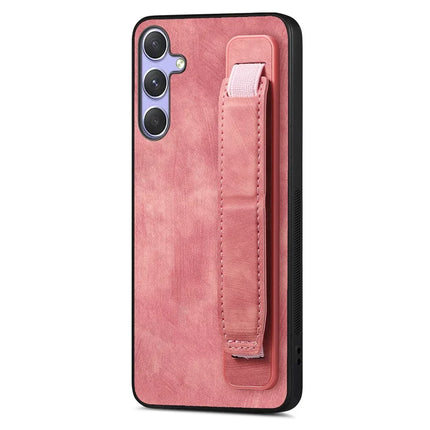 For Samsung Galaxy A26 5G Case with Wristband Kickstand Leather + TPU Phone Cover - Pink