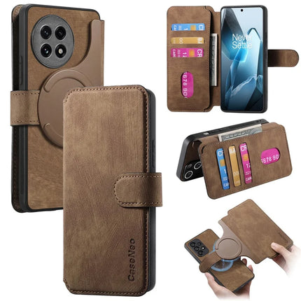 For OnePlus Ace 5 5G / OnePlus Ace 5 Pro 5G Case CASENEO Detachable Magnetic RFID Block Leather Phone Wallet Cover - Brown