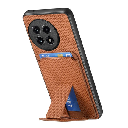 For OnePlus Ace 5 5G / OnePlus Ace 5 Pro 5G Case Card Holder Carbon Fiber Texture Leather Coated TPU Phone Cover