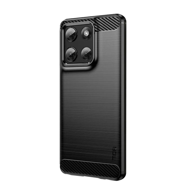 For Motorola Moto G Stylus 5G (2025) Back Cover MOFI Brushed Texture Carbon Fiber Soft TPU Case - Black