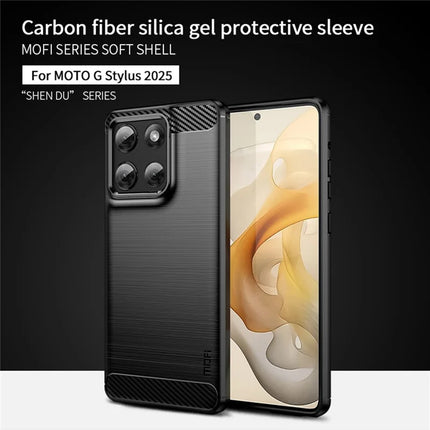 For Motorola Moto G Stylus 5G (2025) Back Cover MOFI Brushed Texture Carbon Fiber Soft TPU Case