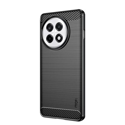 For OnePlus Ace 5 Pro 5G / OnePlus Ace 5 5G Back Cover MOFI Brushed Texture Carbon Fiber Soft TPU Case - Black