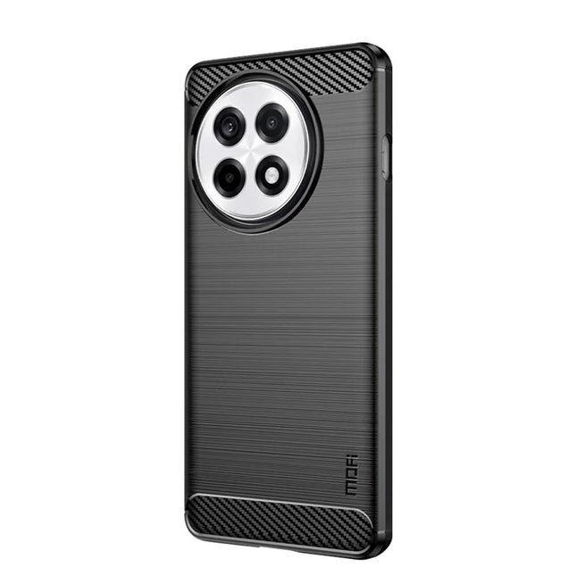 For OnePlus Ace 5 Pro 5G / OnePlus Ace 5 5G Back Cover MOFI Brushed Texture Carbon Fiber Soft TPU Case - Black