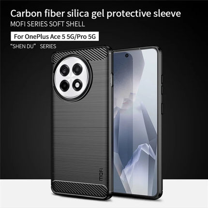 For OnePlus Ace 5 Pro 5G / OnePlus Ace 5 5G Back Cover MOFI Brushed Texture Carbon Fiber Soft TPU Case