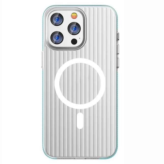 For iPhone 15 Pro Max Case PC Corrugated Texture Anti-Drop Phone Cover Compatible with MagSafe