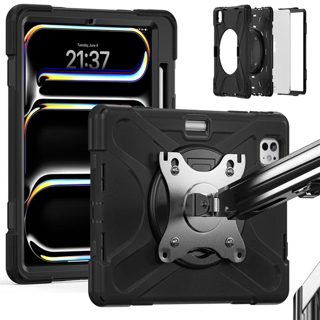 For iPad Pro 11 (2024) Case Kickstand PC+Silicone Tablet Cover