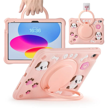 For iPad 10.9 (2022) Case Cute Dog Pattern Kickstand PC+Silicone+TPU Tablet Cover