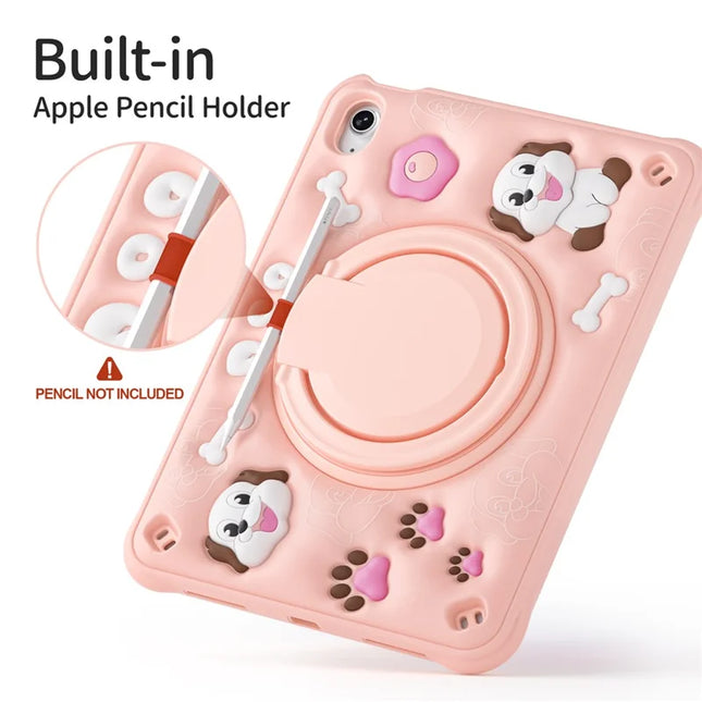 For iPad 10.9 (2022) Case Cute Dog Pattern Kickstand PC+Silicone+TPU Tablet Cover