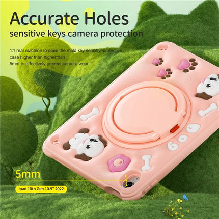 For iPad 10.9 (2022) Case Cute Dog Pattern Kickstand PC+Silicone+TPU Tablet Cover