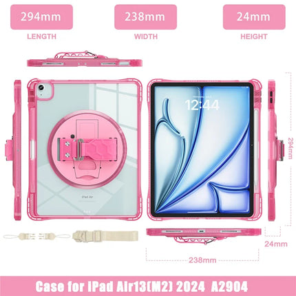 For iPad Air 13 (2024) / iPad Pro 12.9 (2022) / (2021) / (2020) / (2018) Kickstand Case PC+TPU+Acrylic Cover with Strap