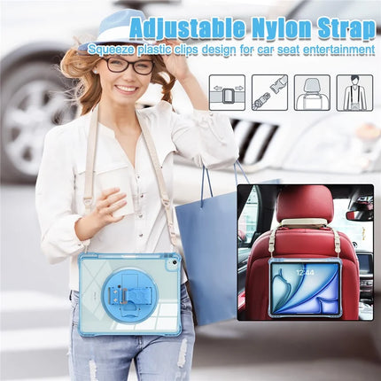 For iPad Air 13 (2024) / iPad Pro 12.9 (2022) / (2021) / (2020) / (2018) Kickstand Case PC+TPU+Acrylic Cover with Strap