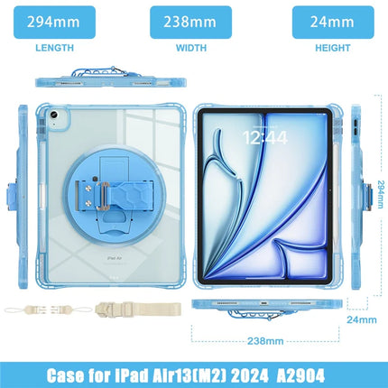 For iPad Air 13 (2024) / iPad Pro 12.9 (2022) / (2021) / (2020) / (2018) Kickstand Case PC+TPU+Acrylic Cover with Strap