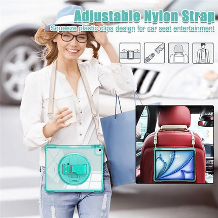 For iPad Air 13 (2024) / iPad Pro 12.9 (2022) / (2021) / (2020) / (2018) Kickstand Case PC+TPU+Acrylic Cover with Strap