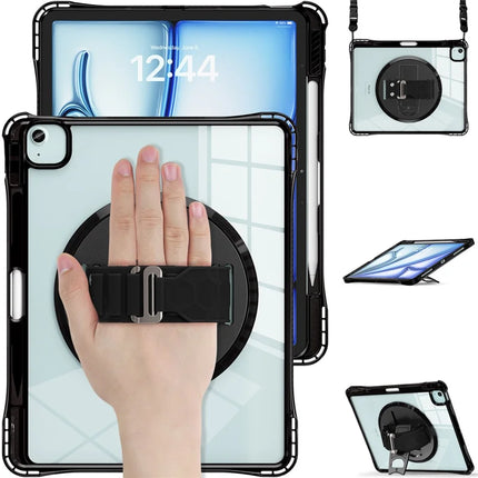 For iPad Air 13 (2024) / iPad Pro 12.9 (2022) / (2021) / (2020) / (2018) Kickstand Case PC+TPU+Acrylic Cover with Strap
