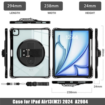 For iPad Air 13 (2024) / iPad Pro 12.9 (2022) / (2021) / (2020) / (2018) Kickstand Case PC+TPU+Acrylic Cover with Strap