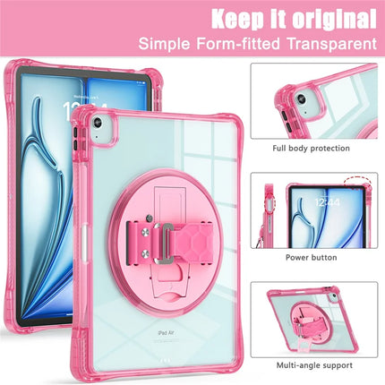 For iPad Air 13 (2024) / iPad Pro 12.9 (2022) / (2021) / (2020) / (2018) Case Kickstand PC+TPU+Acrylic Clear Tablet Cover